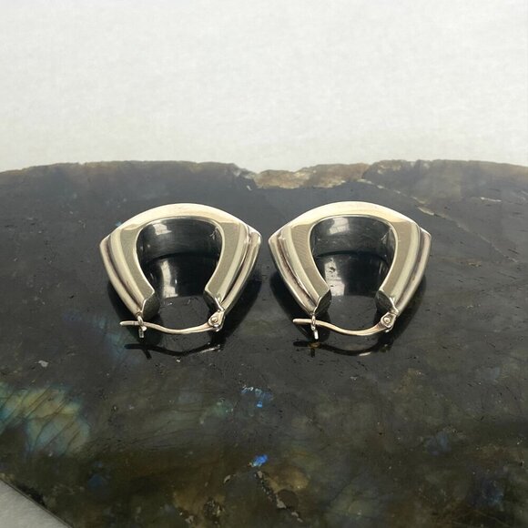 Fine Silver .999 Chunky 1" Hinged Wide Hoop Earrings - Picture 7 of 16